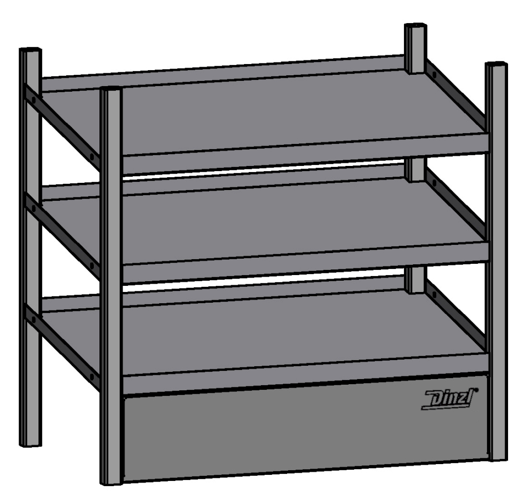 Bild von JURA-MODUL - Bodenmodul - Bodenmodul Schrägfachboden 3-fach mit Dinzl Prägung (VPE=1 Stück)